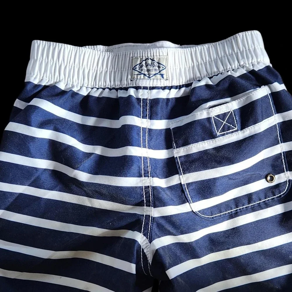 Nautical Striped Swim Trunks Navy White Orange 4T Gap Kids Boys